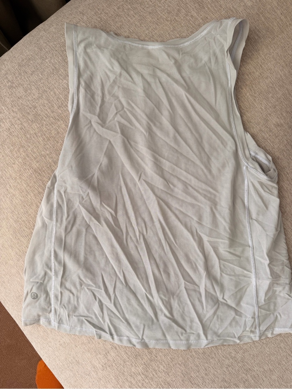 Women’s Sleeveless Light Blue Mesh Tank Top - Picture 3 of 3